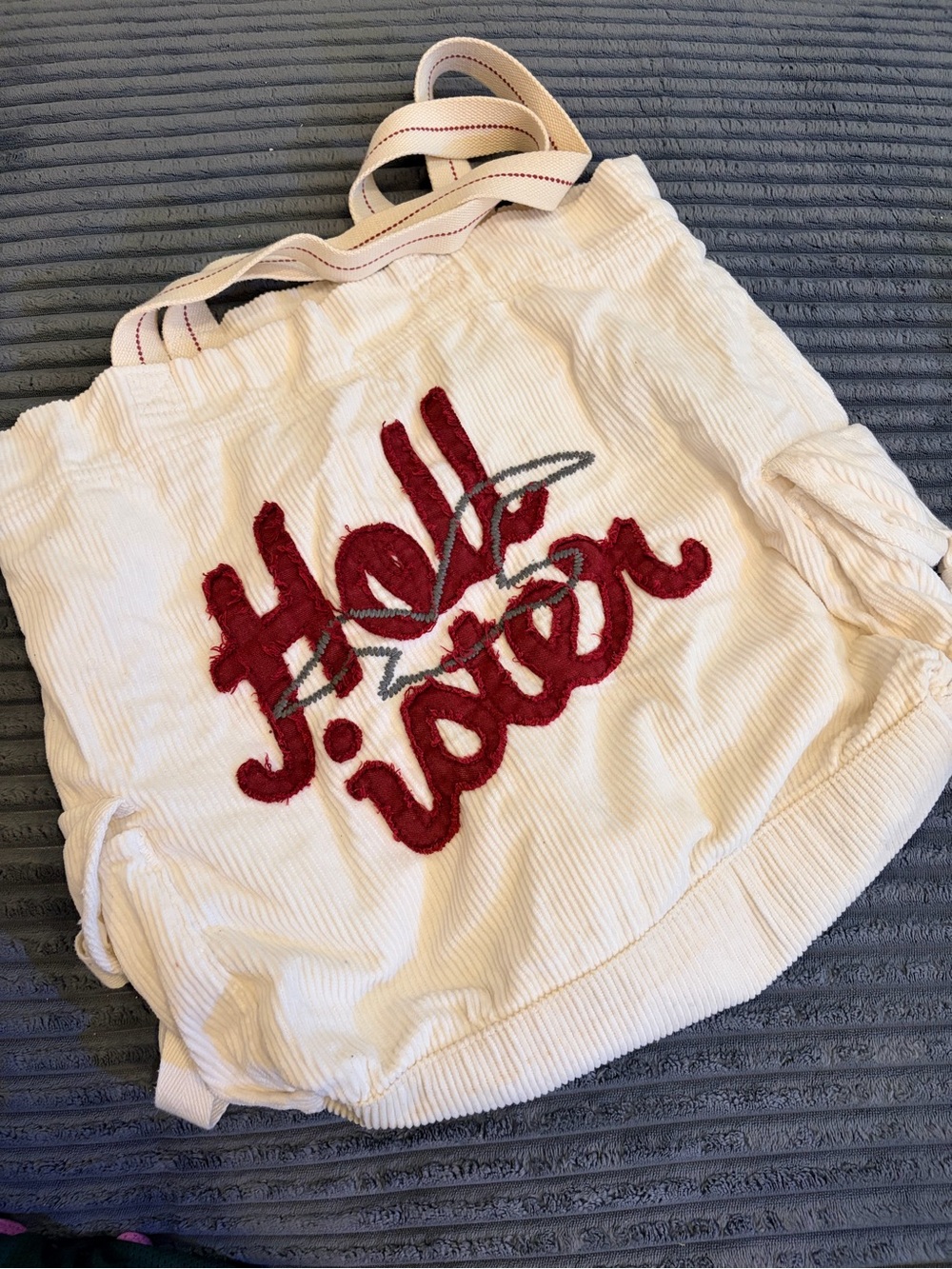 Y2K Hollister Cream Corduroy Tote Bag